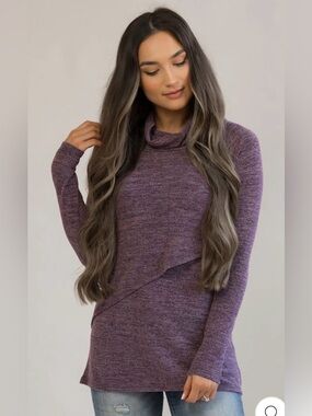 Nursing Queen Women’s Purple Nursing Sweater with Asymmetric Flap‎ Large